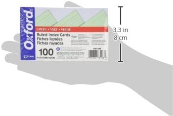 Oxford Ruled Color Index Cards, 3" x 5", Green, 100 Per Pack (7321 GRE)