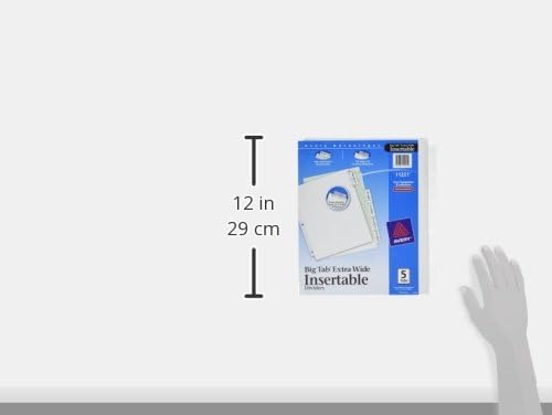 Avery Extra-Wide Big Tab Insertable Dividers for 3 Ring Binders, 5 Tab Set, White Paper, Clear Tabs, Works with Sheet Protectors, 1 Set (11221) (Pack of 5)