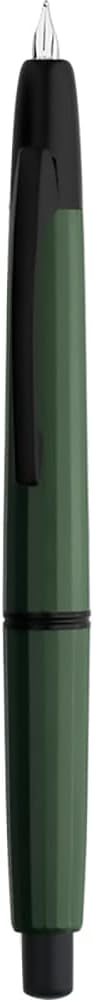Majohn A2 Press Fountain Pen Extra Fine Nib with Box, Retractable Green Resin Ink Pen with Converter Writing Set (Black Clip Version)