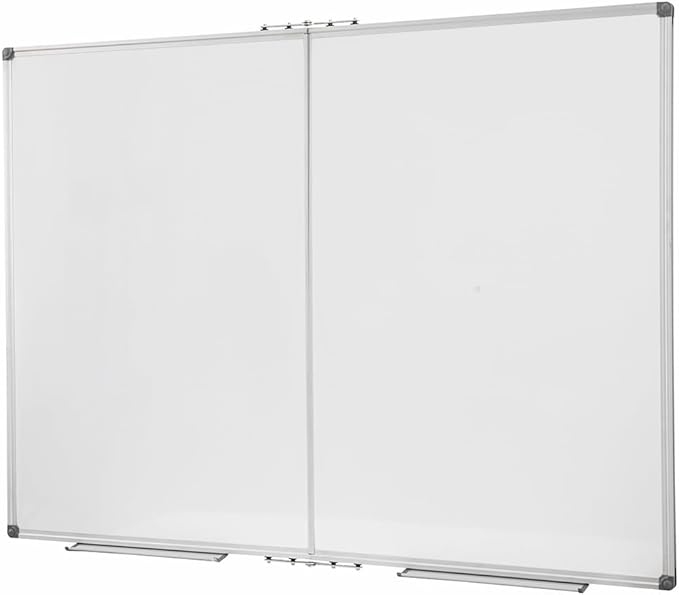 Foldable Magnetic 72"x 48" Extra Large Dry Erase Board with Pen Tray| Wall-Mounted Aluminum Message Presentation Whiteboard for Office, School