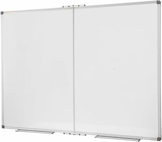 Foldable Magnetic 72"x 48" Extra Large Dry Erase Board with Pen Tray| Wall-Mounted Aluminum Message Presentation Whiteboard for Office, School