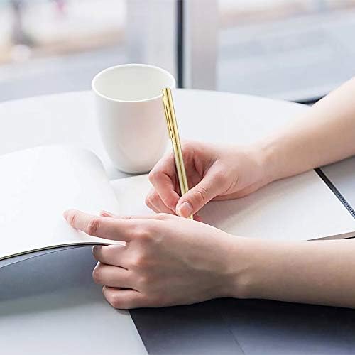 Unibene 6 Pack Gold Slim Ballpoint Pens Black ink Medium Point(1 mm), Nice Gift for Wedding Business Office Students Teachers Christmas