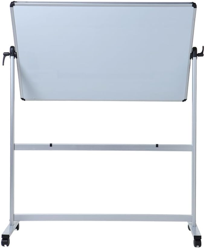 VIZ-PRO Double-Sided Magnetic Mobile Whiteboard, 48 x 36 Inches, Aluminium Frame and Stand