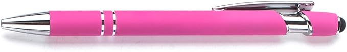 Ballpoint Pens with Stylus Tips,12 Pcs Pink Retractable Metal Stylus Pen for Touch Screens, 1.0 mm Black Ink
