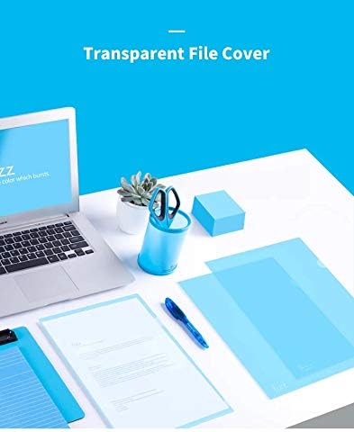 L-Type Plastic Folder Safe Project Pockets Transparent Clear Document Folder 12pcs for A4 paperPlastic Paper Jacket Sleeves in Assorted Project Folders(Blue)