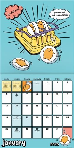 Gudetama Calendar 2025 - Deluxe 2025 Gudetama Wall Calendar Bundle with Over 100 Calendar Stickers (Sanrio Gifts, Office Supplies)