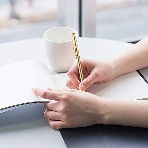 Unibene 12 Pack Slim Gold Ballpoint Pens Black Ink 1 mm - Black ink, Nice Gift for Business Office Students Teachers Wedding Christmas