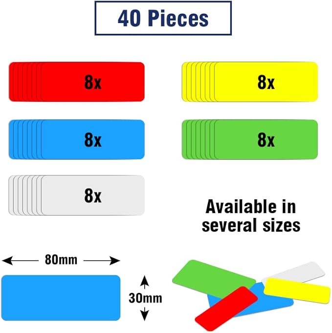 Dry Erase Magnetic Labels 3.1x1.2 Inch, Reusable Magnetic Labels for Whiteboards Locker School Classroom Office Home,Pack of 40