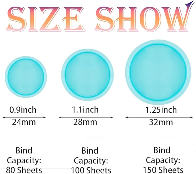 100PCS Discbound Notebook Accessories Expansion Planner Discs Binder Rings Loose-Leaf Plastic Book Binding Disc(Blue,0.9"/24 mm)