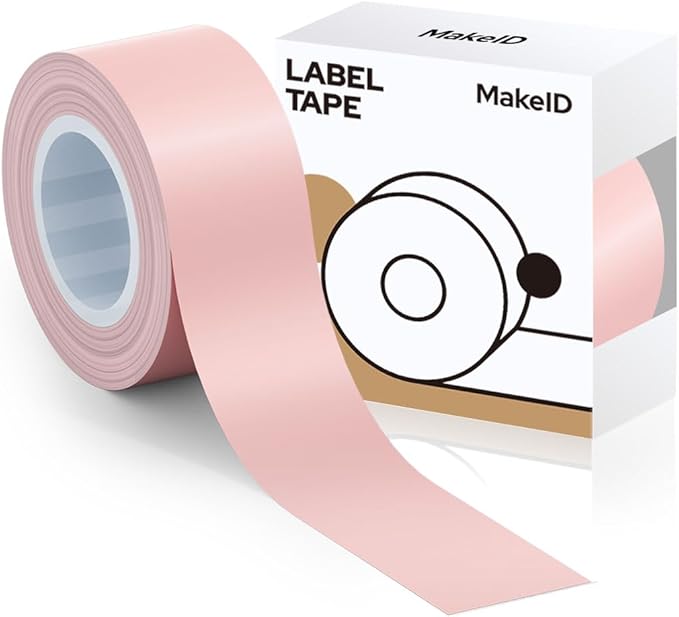 MakeID Label Maker Tape - Self-Adhesive Sticker Label Tape Refill Compatible with MakeID L1 Q1 Label Machine - Waterproof 6-Layer Laminated Film, Split-Back Design, 0.63"x13' (16mm x 4m)