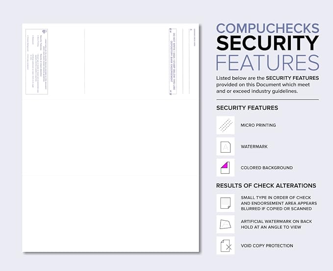Compuchecks Check on Top Blank Check Paper - 1000 Pack, Quick-Books & Laser Printer Compatible - Security Business Checks with Voucher - 8.5" x 11" Gold Pinstripe