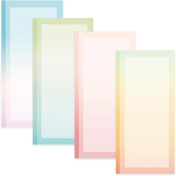 4 Pack Magnetic Notepads for Refrigerator, Full Magnet Back Design Magnetic Memo Pads, 50 Sheets per Note Pads To-Do List, Shopping List (Soft Gradient Style)