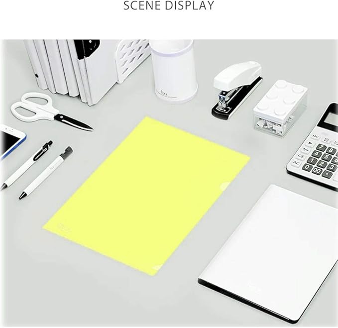 L-Type Plastic Folder Safe Project Pockets Transparent Clear Document Folder 12pcs for A4 paperPlastic Paper Jacket Sleeves in Assorted Project Folders(Yellow)