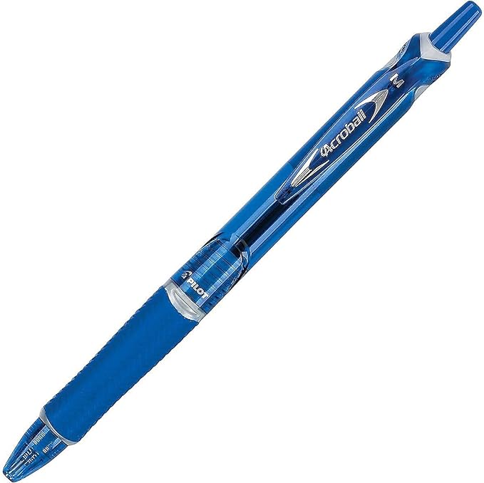 PILOT Acroball Colors Advanced Ink Refillable & Retractable Ball Point Pens, Medium Point, Blue Ink, 12-Pack (31811)
