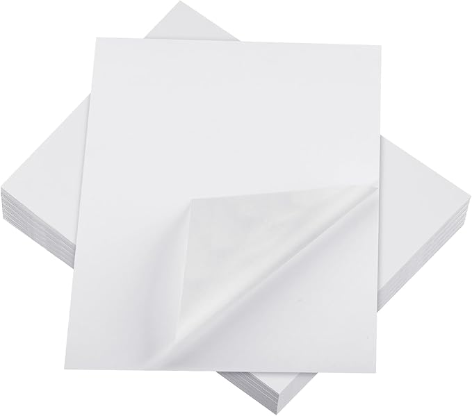 Washi Paper Sticker Paper White Printable Multipurpose Copy Paper Inkjet Printer Compatible Full Sheet Letter Size Labels