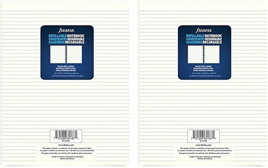 Filofax Notebook Ruled Paper Refill, 10.875 x 8.5 inches, 32 Sheets (B112008U) (Pack of 2)