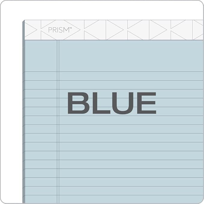 TOPS Prism Writing Pads, 8-1/2" x 11-3/4", Legal Rule, Blue, Perforated, 50 Sheets, 12 Pack (63120)