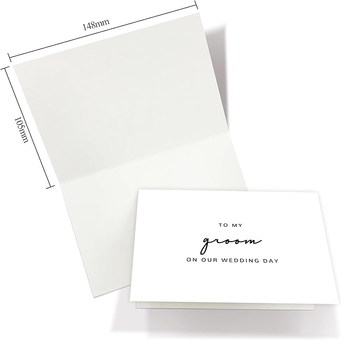 Set of 2 Wedding Cards for Bride and Groom with Matching Envelopes, To My Bride on our Wedding Day Card, To My Groom on our Wedding Day Card.(Groom/Bride B)