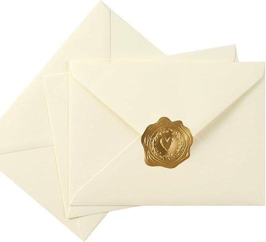 50 Pack A6 Envelopes for 4 x 6 Greeting Cards, Birthday Party, Photos, Baby Shower and Wedding Invitation Cards, 6 1/2 x 4 3/4 Inches (Cream Color)