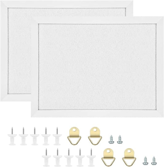 TORASO Cork Board Bulletin Board, Cork Boards for Walls with Pins, Eye Bolts, gaskets, Screws, Pin Board for Office, School and Home (White, 11“x14.5” - 2p)