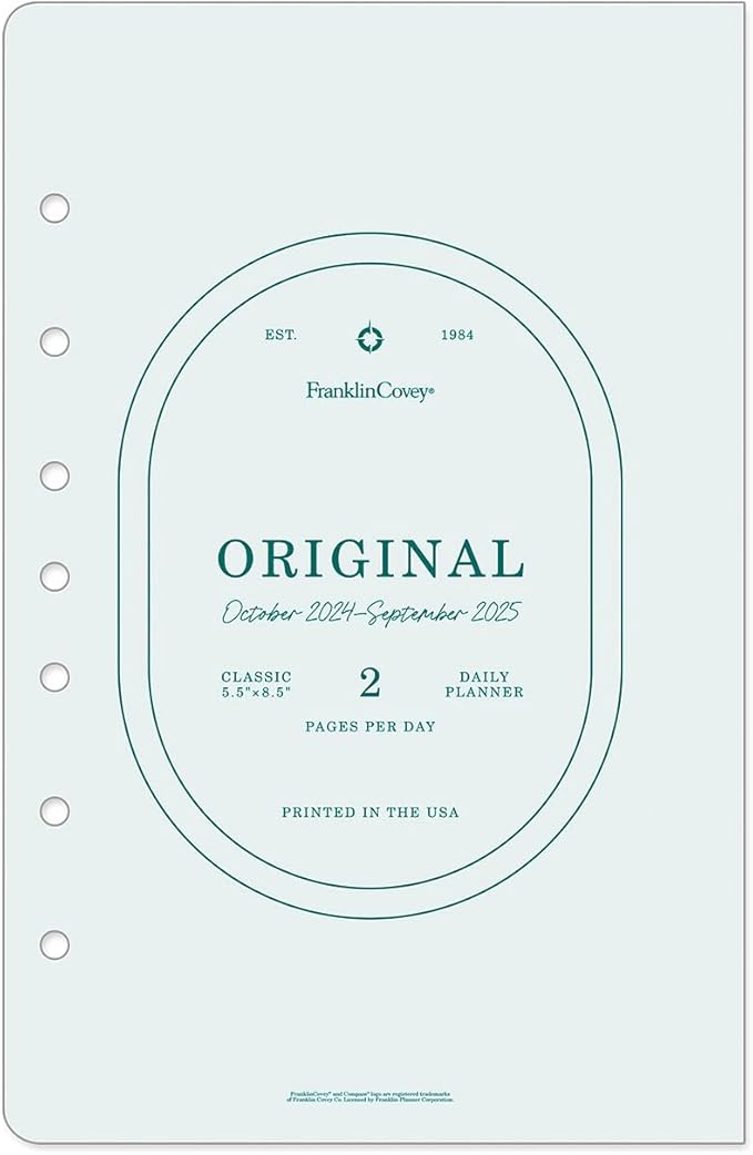 FranklinCovey - Original Two Page Per Day Ring-Bound Planner (Classic, Oct 2024 - Sep 2025)
