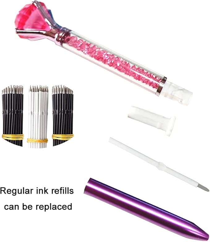 Diamond Pens Pack of 4 Cute Ballpoint Pens Retractable Ballpoint Pen gem pens Rhinestones Crystal Bling Plated Metal Color Blue Gel Ink Office Supplies Gifts for Women (4 pens)…