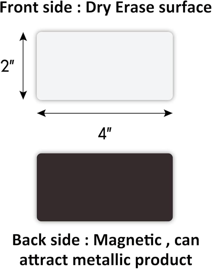 Reusable Magnetic Labels 4x2 Inch White, Dry Erase Magnetic Labels for Whiteboards,Pack of 40