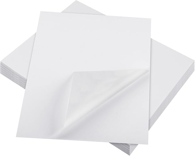 Washi Paper Sticker Paper White Printable Multipurpose Copy Paper Inkjet Printer Compatible Full Sheet Letter Size Labels(30 Pcs,8.5 x 11 Inches)
