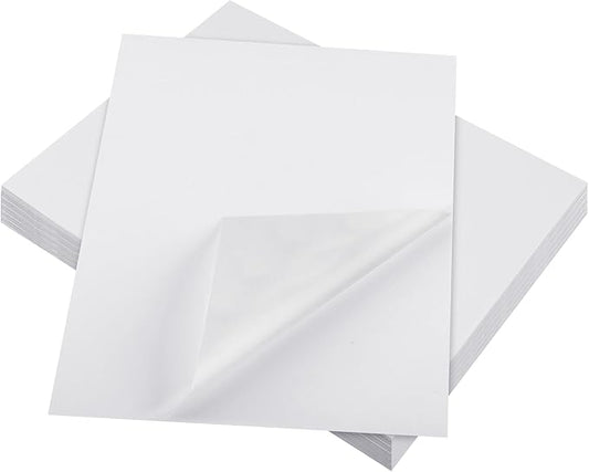 Washi Paper Sticker Paper White Printable Multipurpose Copy Paper Inkjet Printer Compatible Full Sheet Letter Size Labels(30 Pcs,8.5 x 11 Inches)