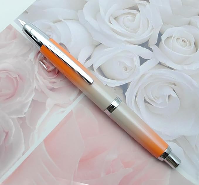 JINHAO 10 Press Fountain Pen, Retractable Metal Pen with Ink Converter (F Nib 0.5mm, Gradient Orange)