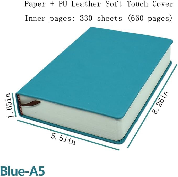 Thick Sketchbook 660 Pages Notebook Soft Faux Leather Cover Journal 80GSM Paper Notepad Drawing Book Memo Writing Sketch Pad Diary Notebook