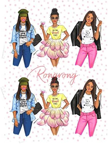 Rongrong Black Girl Magic Planner Stickers Pack for Planners, Calendars, Journals and Projects – Premium Quality Hand Drawn Fierce Fabulous Queens – Scrapbook Accessories - 8 Sheets
