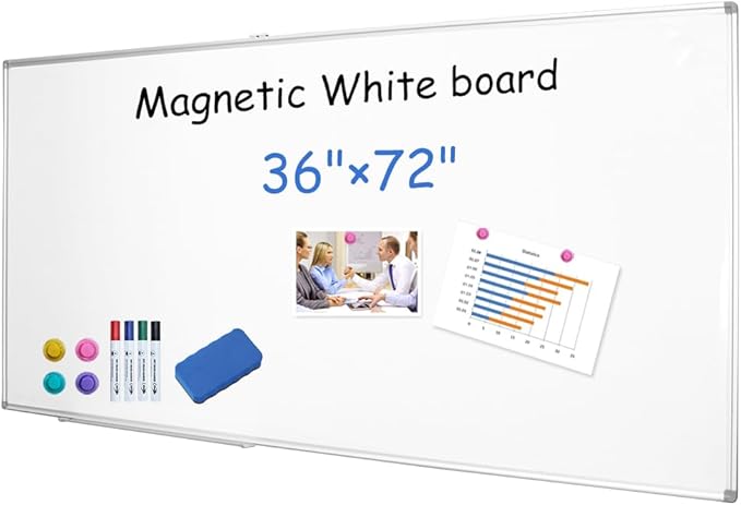 XIWODE Large Magnetic Dry Erase Board,Whiteboard for Wall, 36 x 72 inches, Whiteboard Marker Board Writing Board,Silver Aluminum Frame, Durable,Whiteboard for Home School & Office