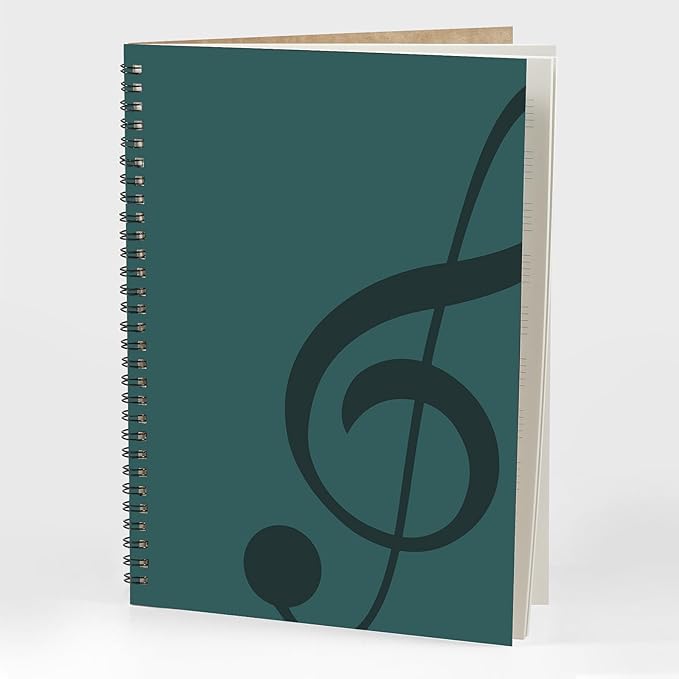 MAXCURY Blank Sheet Music Composition Manuscript Staff Paper Art Music Notebook Black 100 Pages 26x19cm (Water Blue/Ocean Blue)