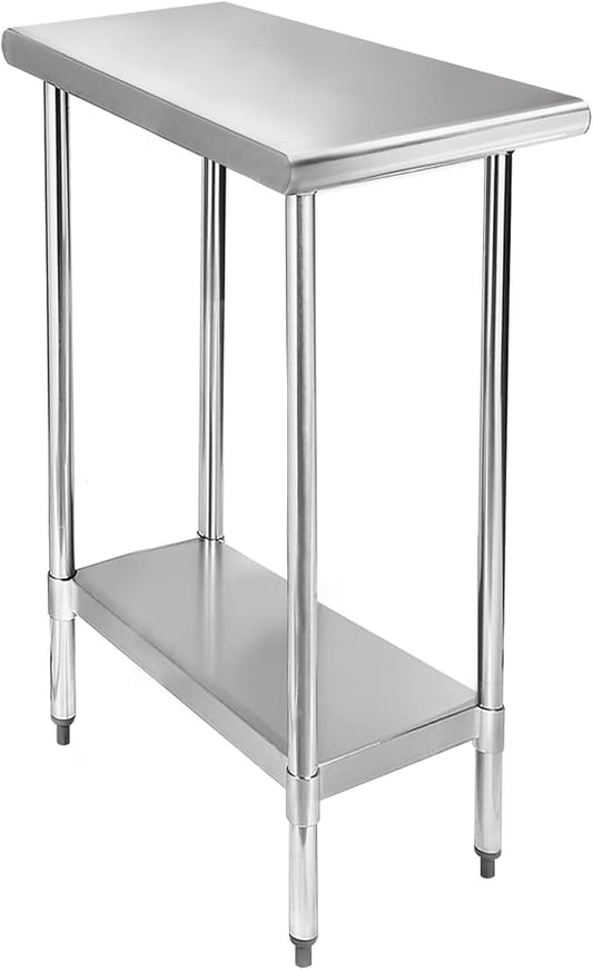 STABLEINK NSF Stainless Steel Table, 30 x 12 Inches Metal Prep & Work Table with Adjustable Undershelf, for Commercial Kitchen, Restaurant, Hotel and Garage,Small Stainless Steel Table