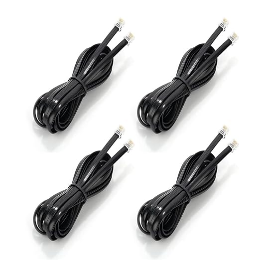 10FT - 4 Pack RJ12 Phone Cable 6P6C, Male to Male Straight Wired for Both Data and Voice Signal Transmission for Telephone Cord, Fax, DSL Modem, Printer