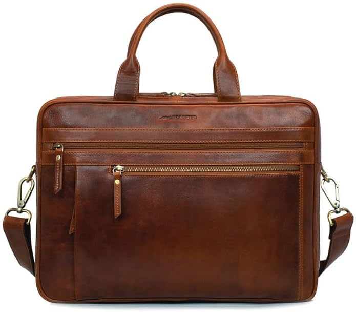 Marc Peter Laptop Bag Los Angeles I Leather Shoulder bag for 15.6 inch Laptop I Briefcase for men and women