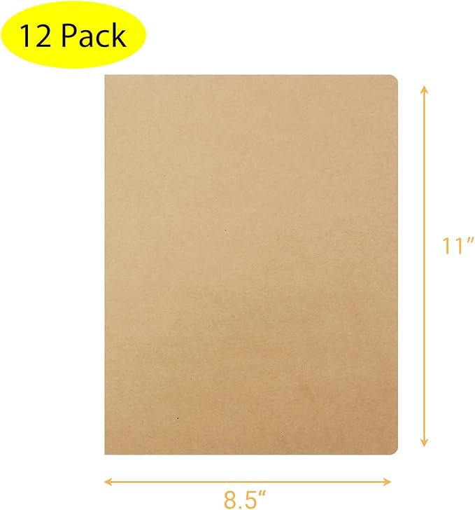 12 Pack Large Dot Grid Notebook Journals Bulk, 8.5" x 11" Dotted Journals Notebook for Travelers, College Students, Office-Subject Notebooks 60 Dotted Pages/30 Sheets