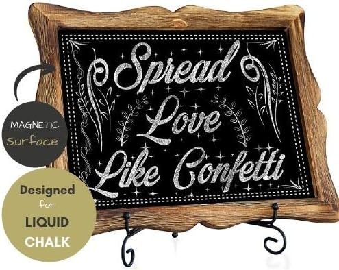 Tabletop Chalkboard Sign with Easel (11x13) + White Liquid Chalk Marker | Hanging or Freestanding Framed Chalkboard with Hand Crafted Sweetheart Frame - Multipurpose Small Chalkboard Sign