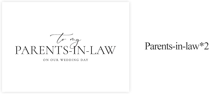Set of 2 Parents In Law Wedding Day Card, Parents In Law Of The Bride/Groom Gifts, To My Parents In Law On Our Wedding Day. (Parents-in-Law A)