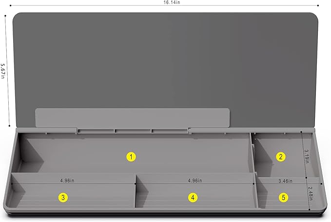 TOWON Small Tilted Desktop Glass Whiteboard, Notepad Computer Keyboard Stand with Dry Erase Board Surface, Desk Organizers with Accessories for Office, Home, School Supplies, Gray, 18 x 6 Inches