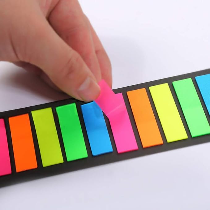 3000 Pieces Neon Page Markers Sticky Index Tabs, Colored Index Tab Flags, Fluorescen Sticker Tabs Note for Books, 12 Sets 2 Designs