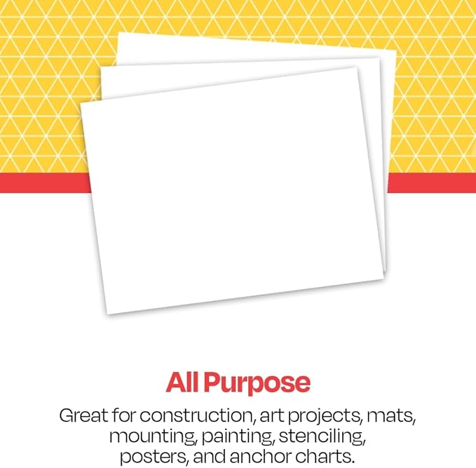 School Smart Railroad Board, 22 x 28 Inches, 4-Ply, White, Pack of 100