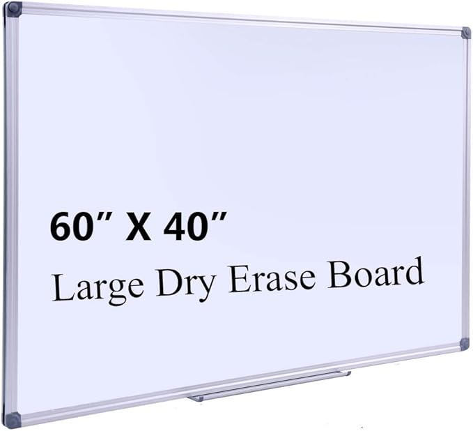 Large 60 x 40-in Magnetic Dry Erase Board with Pen Tray| Wall-Mounted Aluminum Message Presentation Memo White Board for Office Home and School