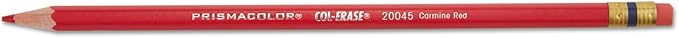 Prismacolor 20045 Col-Erase Pencil w/Eraser Carmine Red Lead/Barrel Dozen
