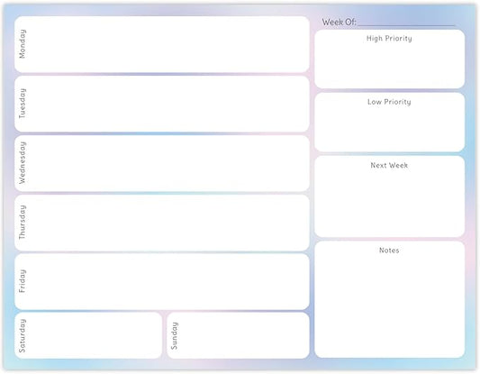 Global Printed Products 8.5" x 11" Horizontal to-Do List and Weekly Planning Pad, 60-Sheets, Pastel