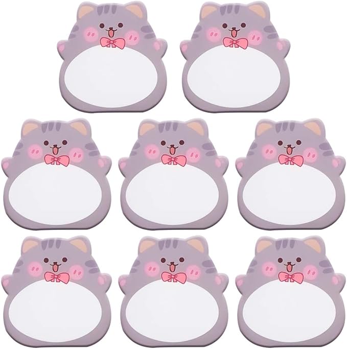 8 Packs Kawaii Kitten Sticky Notes, Cat Aesthetic Sticky Notes Set, Cartoon Inspirational Sticky Notes, Animals Shape Markers, Cute Anime Sticky Note Tabs for Office School Creative Gifts