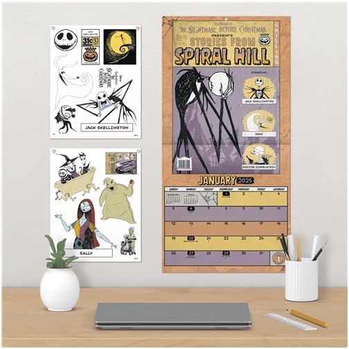 Disney Nightmare Before Christmas Calendar 2025 - Deluxe 2025 Jack Skellington Collector's Edition Wall Calendar Bundle with Decals & Over 100 Calendar Reminder Stickers (NBC Gifts, Office Supplies)