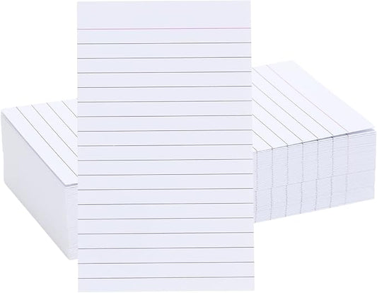 Vertical Ruled Index Cards 3 X 5 Flash Card Double Sided Lined Notecards Heavy Weight Ruled Checklist Thick Recipe Cards for Studying, School, Home and Office(White,100Count)
