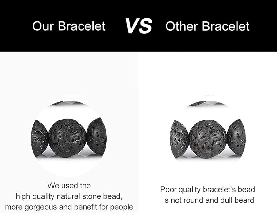 M MOOHAM Natural Stone Bracelets for Men - 8mm Tiger Eye | Matte Agate | Lava Rock Bracelets for Men Teen Boys Gifts Birthday Anniversary Christmas Gifts for Men Teens